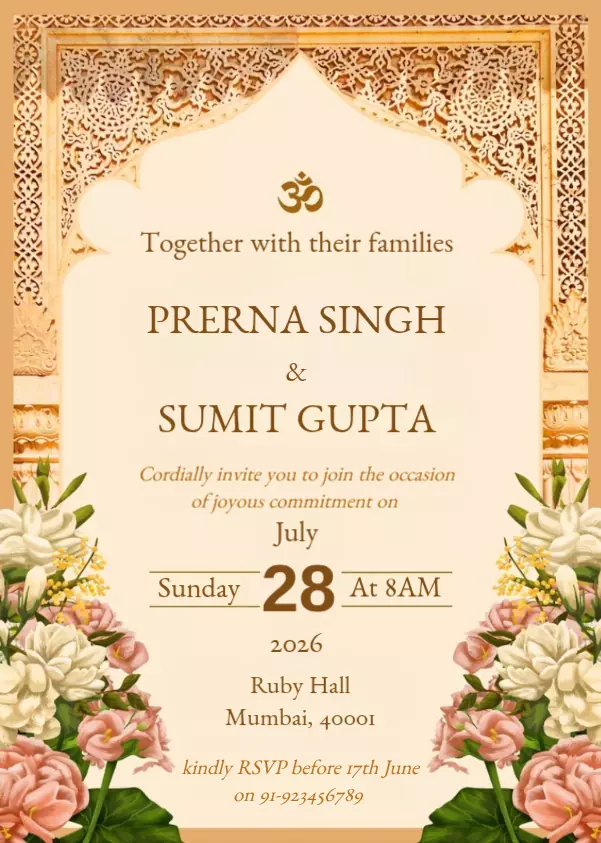 Golden Elegant Wedding Invitation