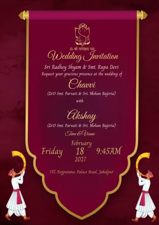 Rajasthani Wedding Invitation - Customize This Template (Free)
