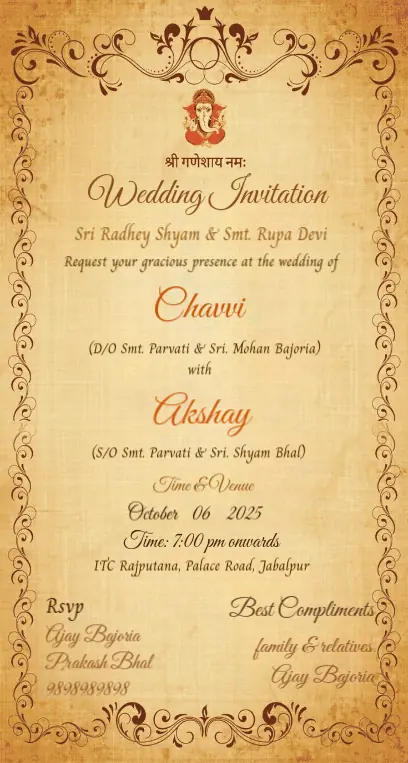 Royal Hindu Wedding Invitation - Customize This Template (Free)