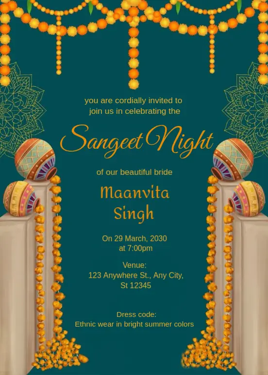 Sangeet Night Invitation