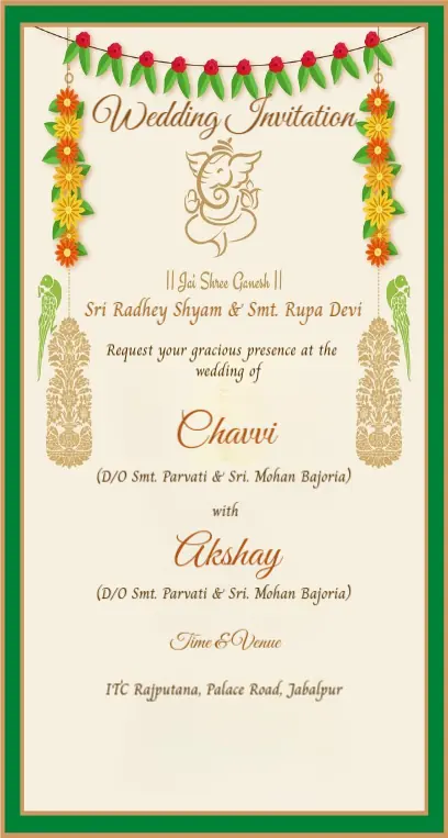South Indian Green Wedding Invitation - Customize This Template (Free)