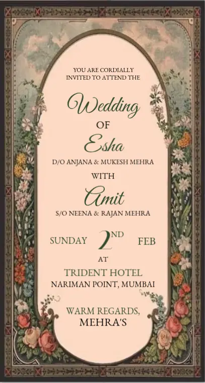 Vintage Floral Wedding Invitation
